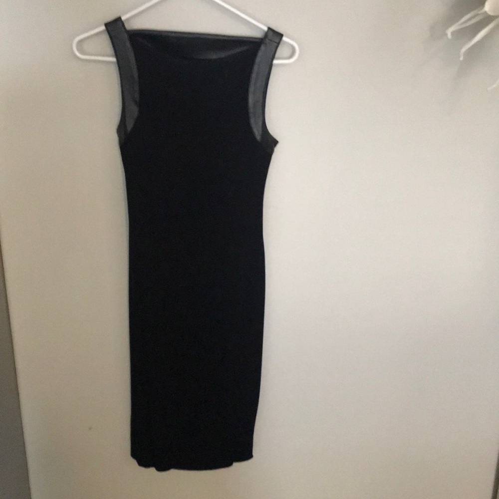Black Dress open back dress with leather detail
